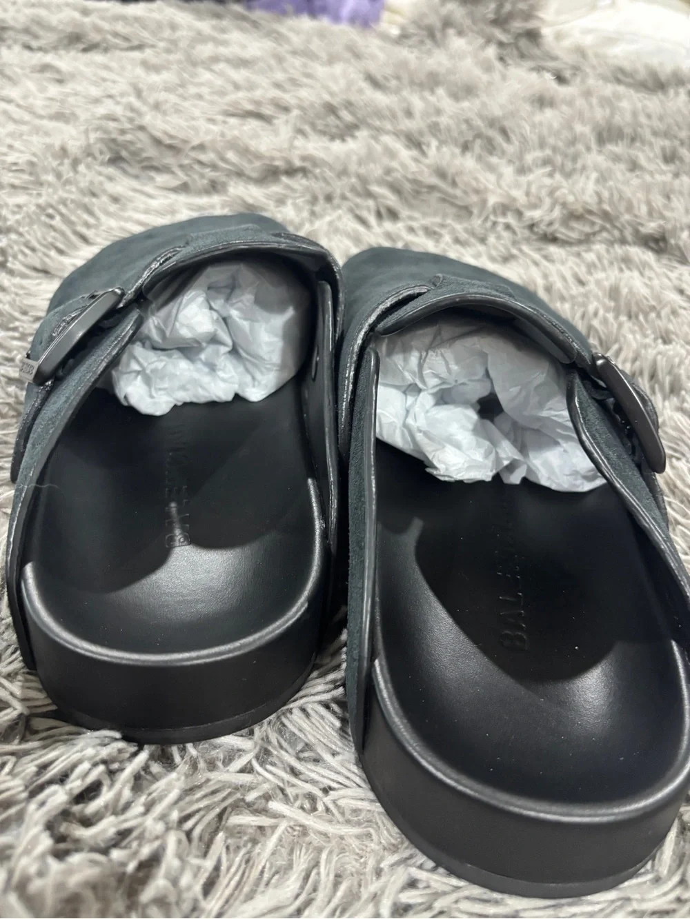 Balenciaga Black Suede Sunday Mules